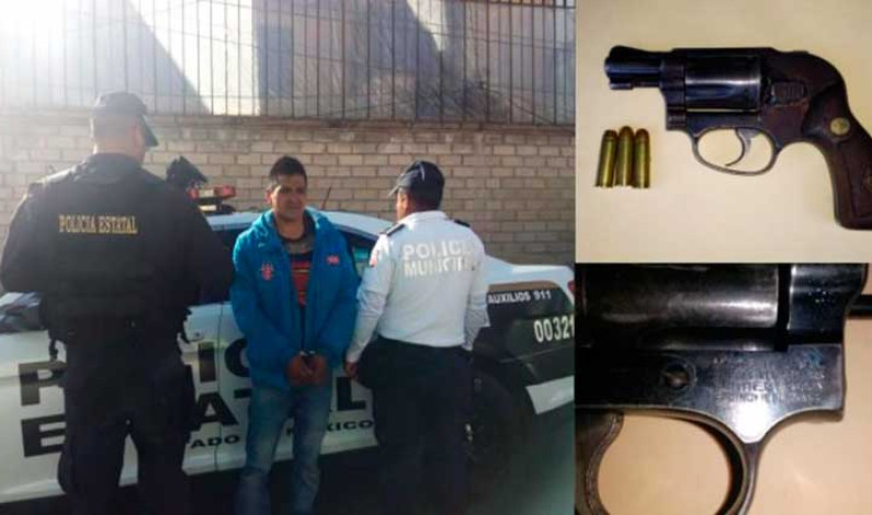 Atrapan sujeto armado que presuntamente asaltaba en calles de Zinacantepec