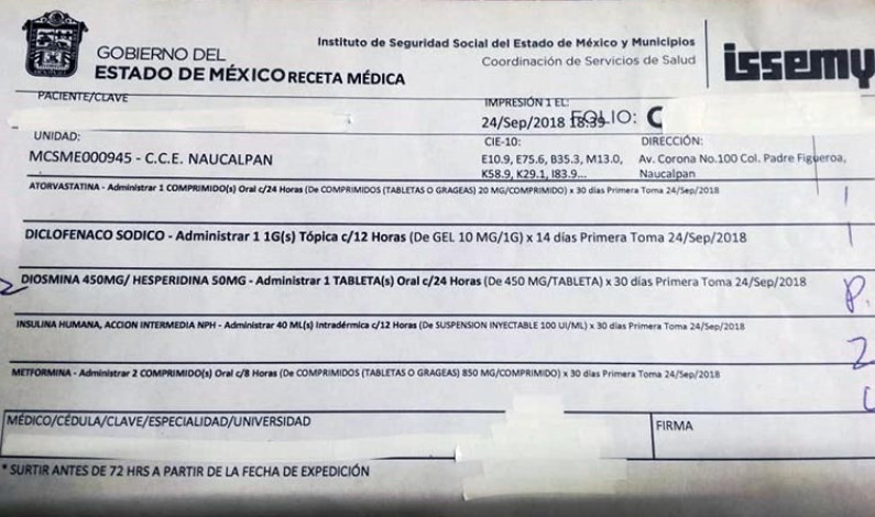 Se agudiza falta de medicamentos en clínicas del Issemym del Valle de México