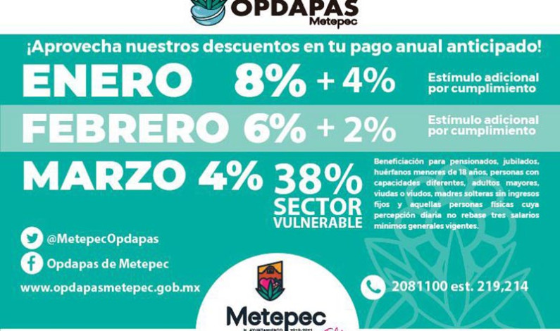 Eficiente atención en módulos para pago de predial y agua en Metepec