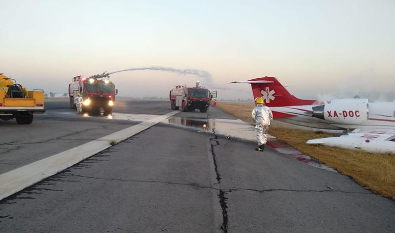 Aterriza de emergencia ambulancia aérea en Aeropuerto de Toluca