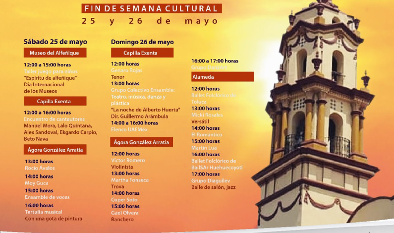 Ofrece Toluca amplia y variada cartelera cultural este fin de semana