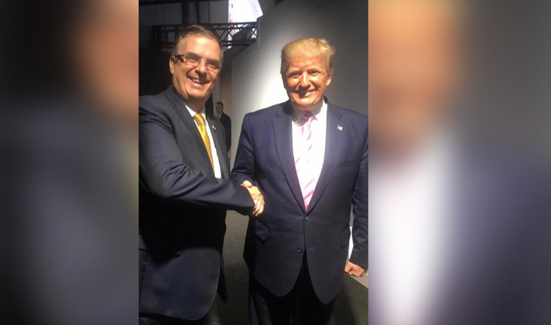 Estrechan la mano Ebrard y Trump en la Cumbre del G-20