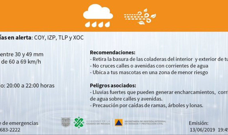 Activan alerta naranja por lluvias en la Ciudad de México