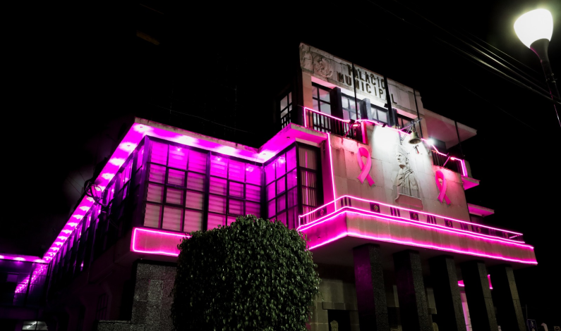 Ayuntamiento de Texcoco se viste de rosa y se suma a la lucha contra el cáncer de mama