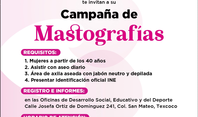 Promueve Gobierno de Texcoco la salud de la mujer con mastografías gratuitas